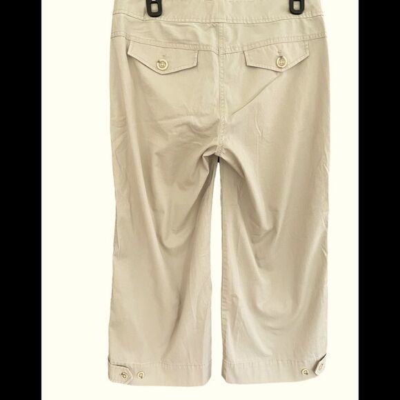 Nautica tan cotton blend crop pants with button adjustment on legs, size 6 - Picture 2 of 5